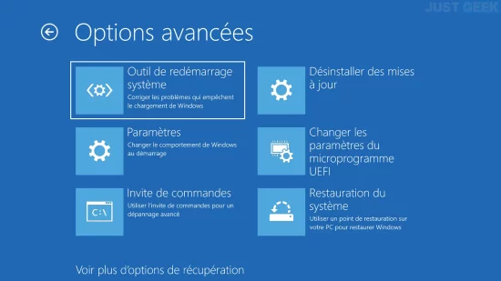 options demarrage windows 10