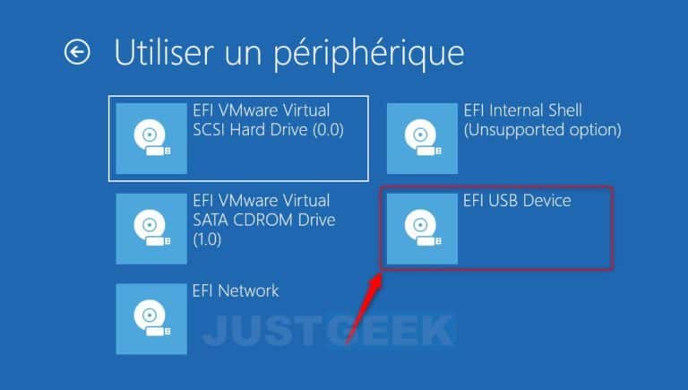 lancer installation windows 10 depuis clé usb