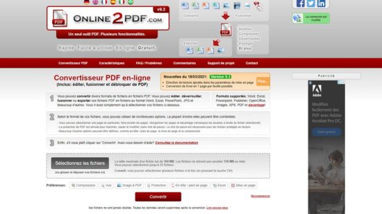 online2pdf convertisseur pdf en ligne gratuit