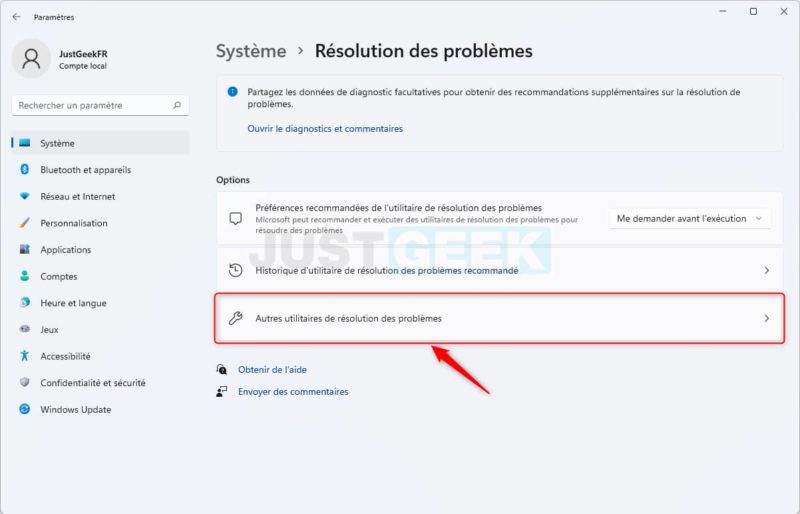 résolution de problème windows 11