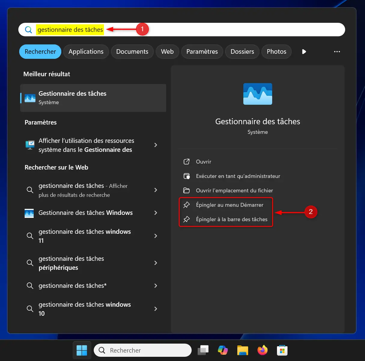 Épingler le Gestionnaire des tâches dans Windows 11