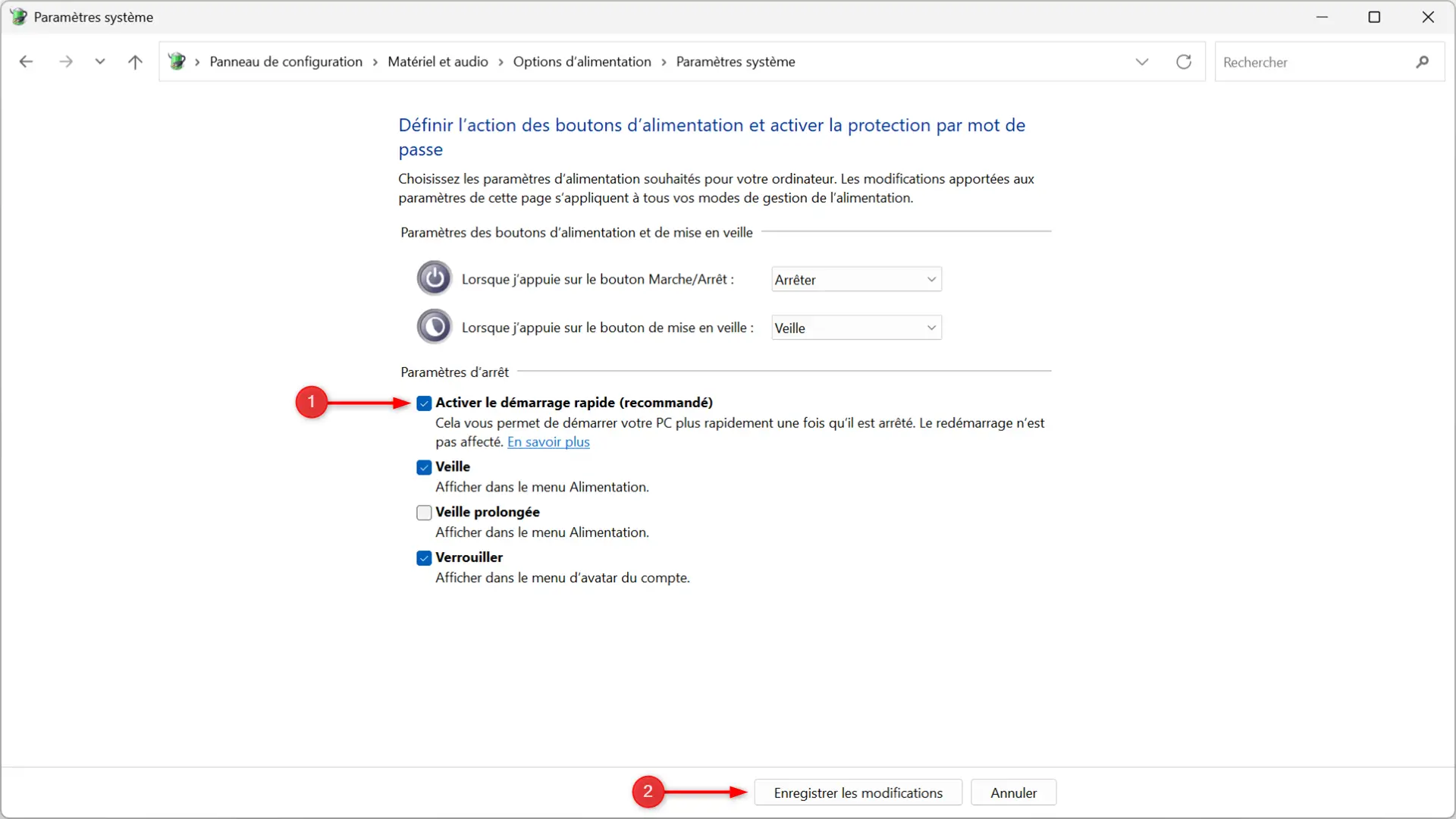 activer demarrage rapide windows etape 5