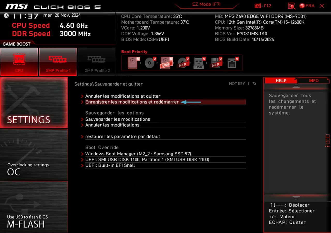 activer fast boot bios msi etape 5