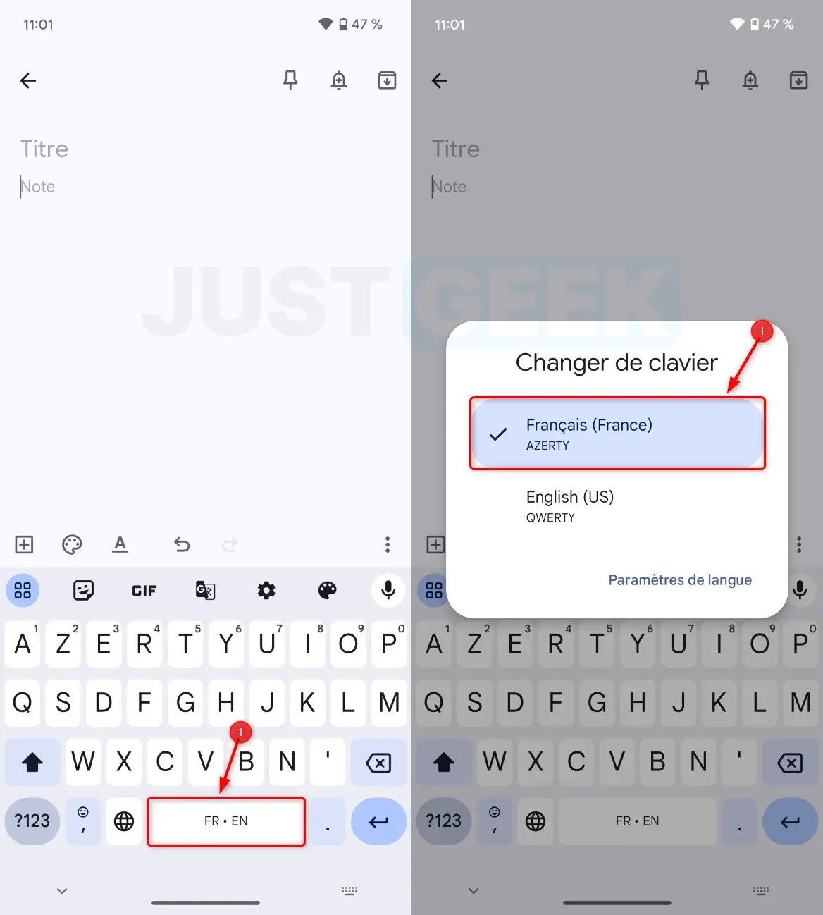 Changer la langue du clavier sur Android