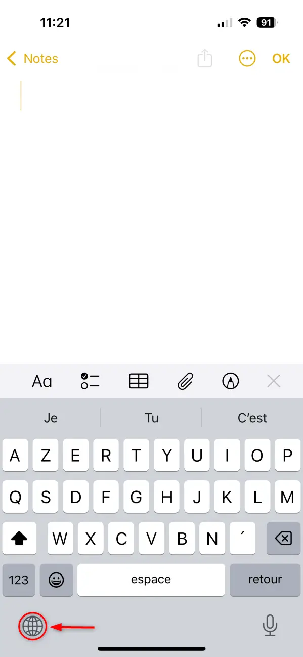 Passer du clavier QWERTY à AZERTY sur iPhone ou iPad (iOS)