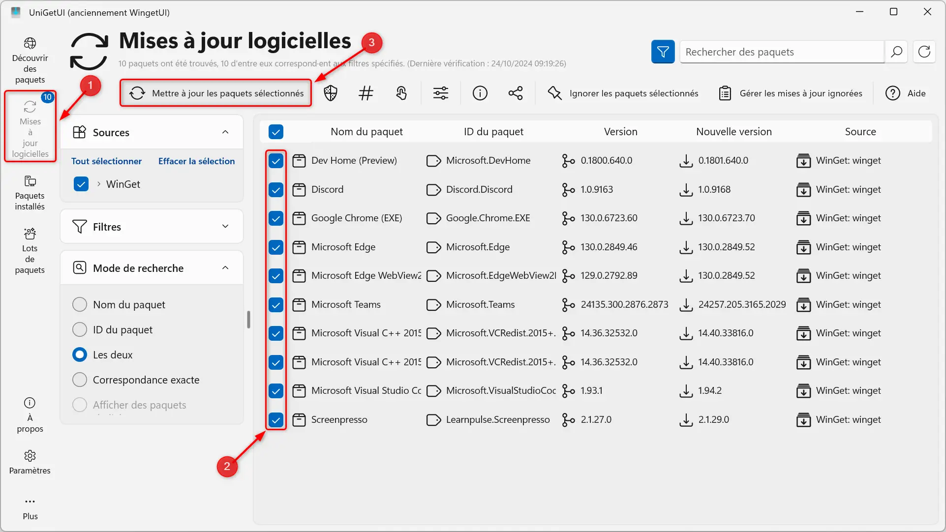 Mettre à jour les logiciels avec UniGetUI