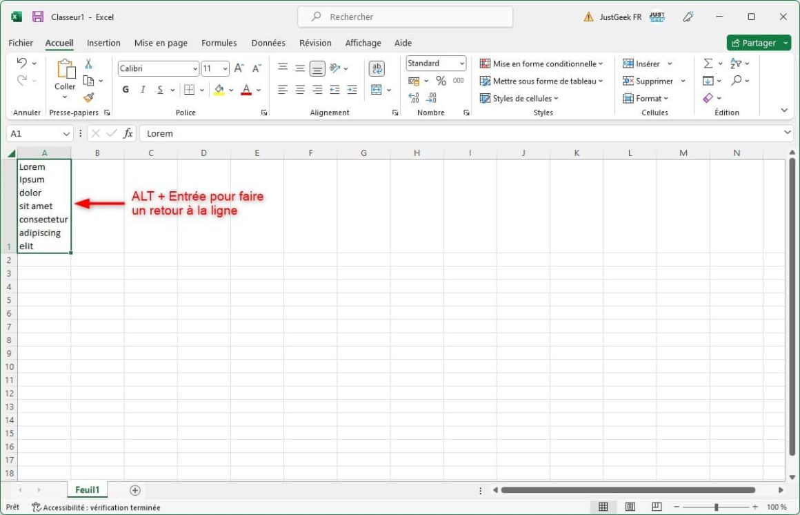 comment faire répéter une ligne sur excel