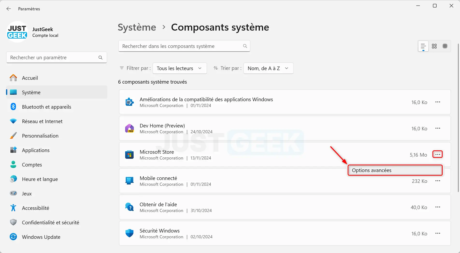 reparer reinitialiser application microsoft store sur windows 11 etape 3