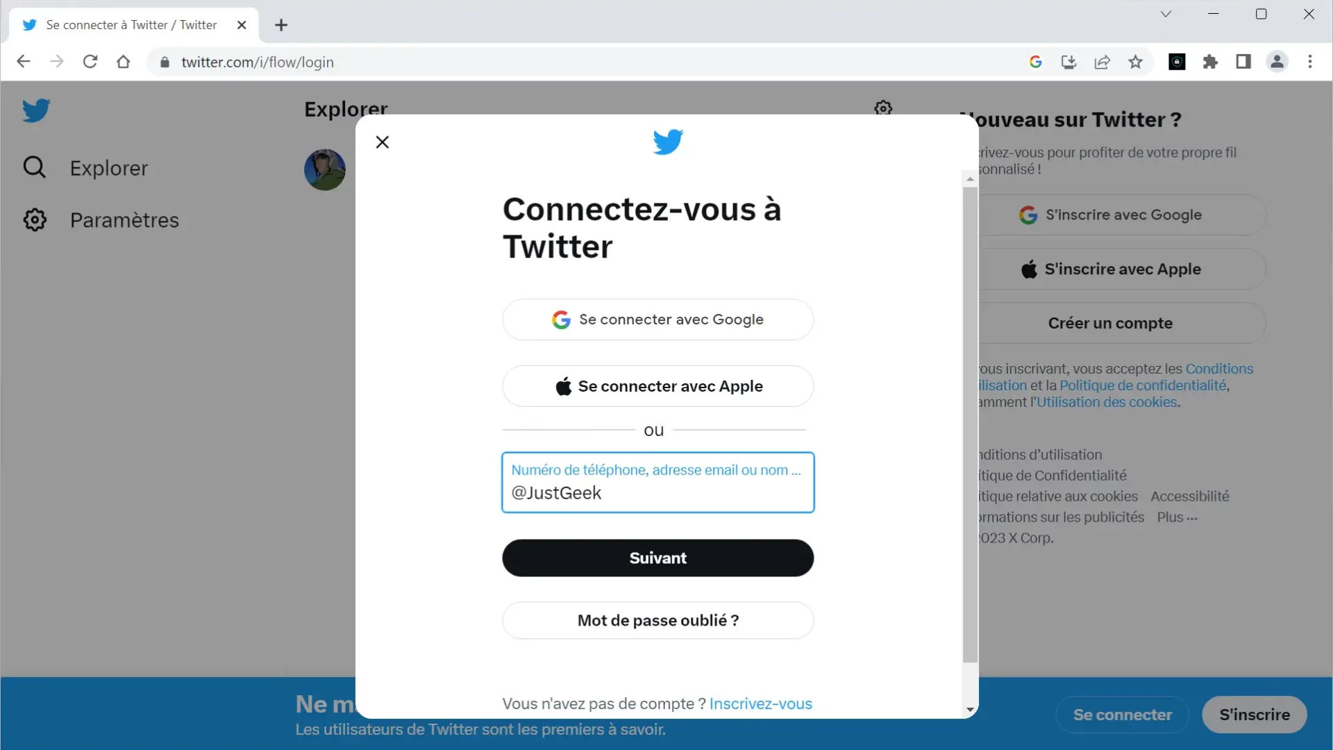 se connecter sur twitter