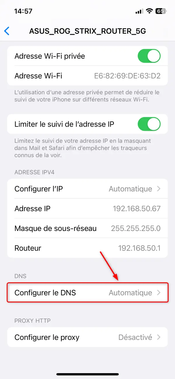 Configurer le DNS sur iOS