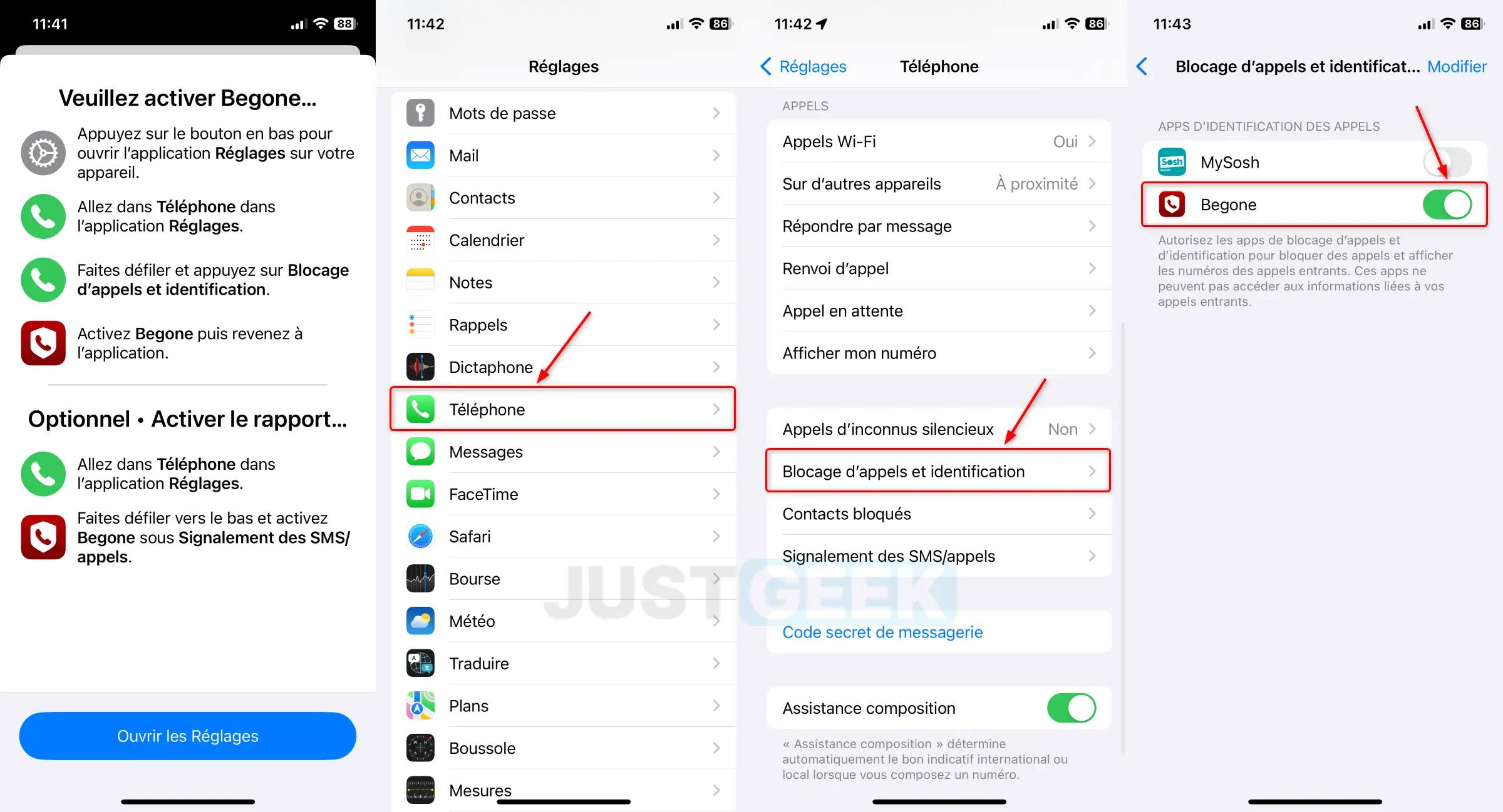 Autoriser Begone à accéder à l'application Téléphone sur iPhone