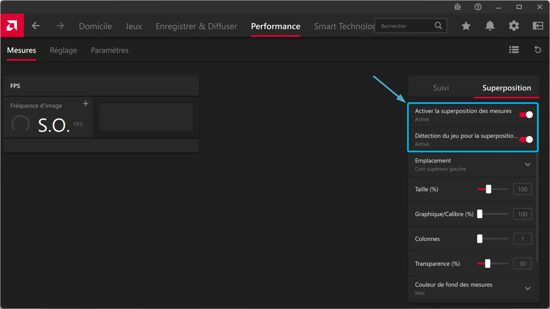 activer superposition mesures amd software adrenalin edition