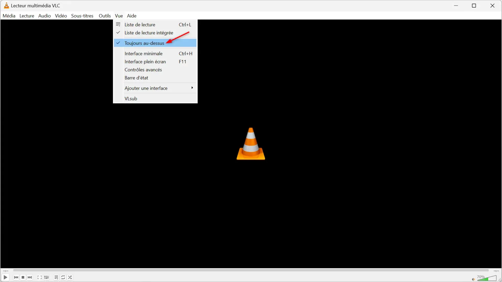 vlc toujours au dessus