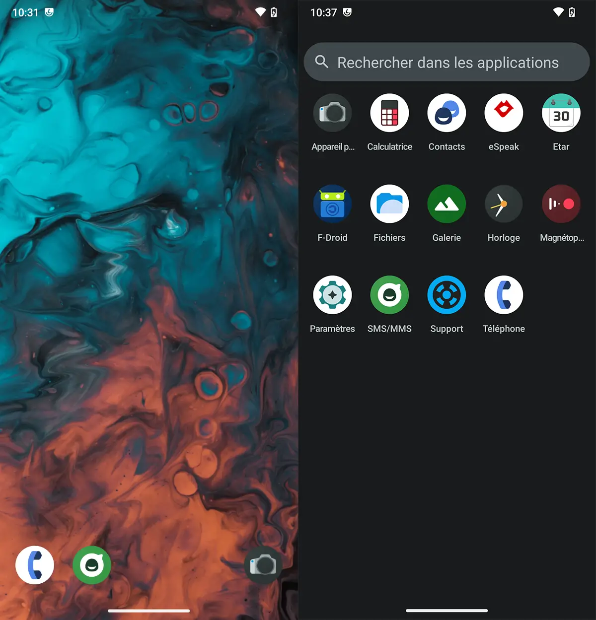 Capture d'écran de l'interface de DivestOS Mobile installé sur un Xiaomi Mi 8