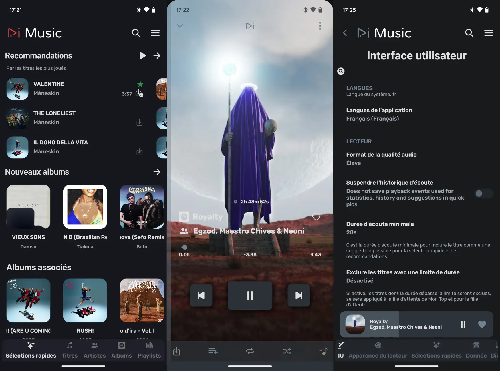 Capture d'écran de l'interface de RiMusic sur Android