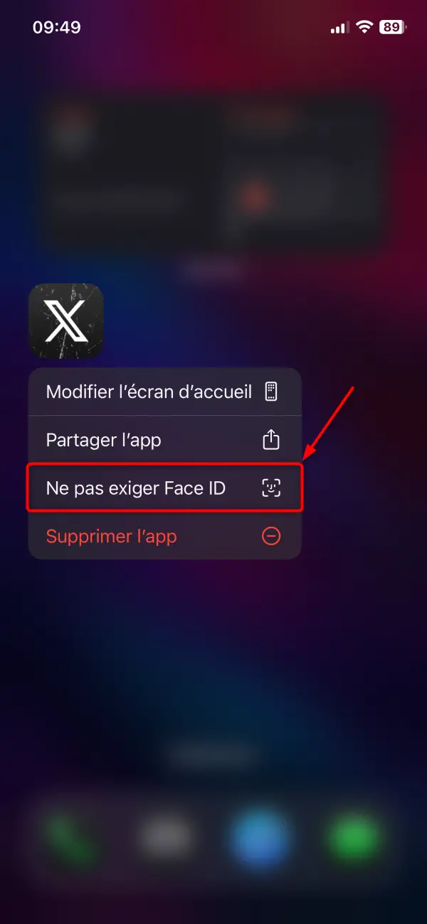 Désactiver le verrouillage FaceID d'une application iPhone