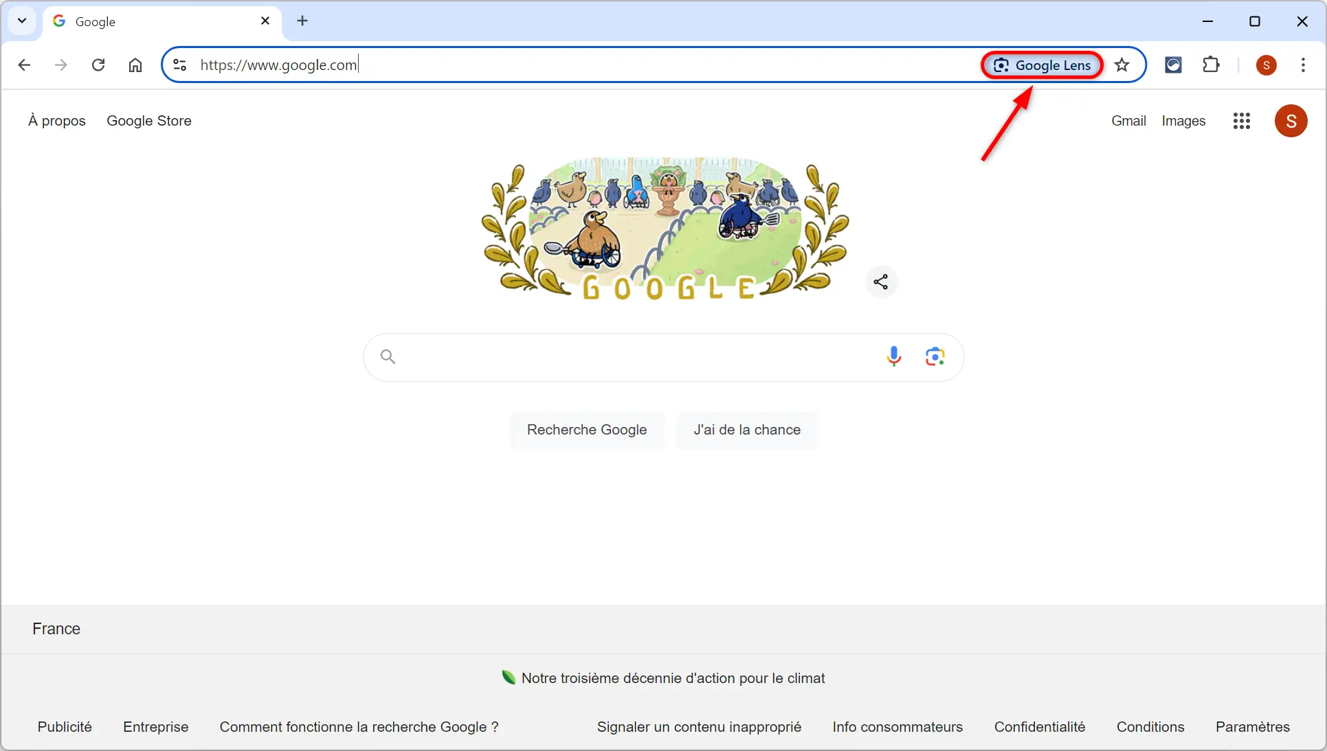 Bouton « Google Lens » dans la barre d'adresse de Chrome