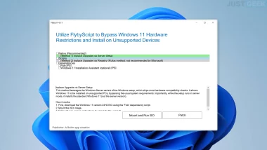 Installer Windows 11 (24H2) sur un PC non compatible avec Flyby11