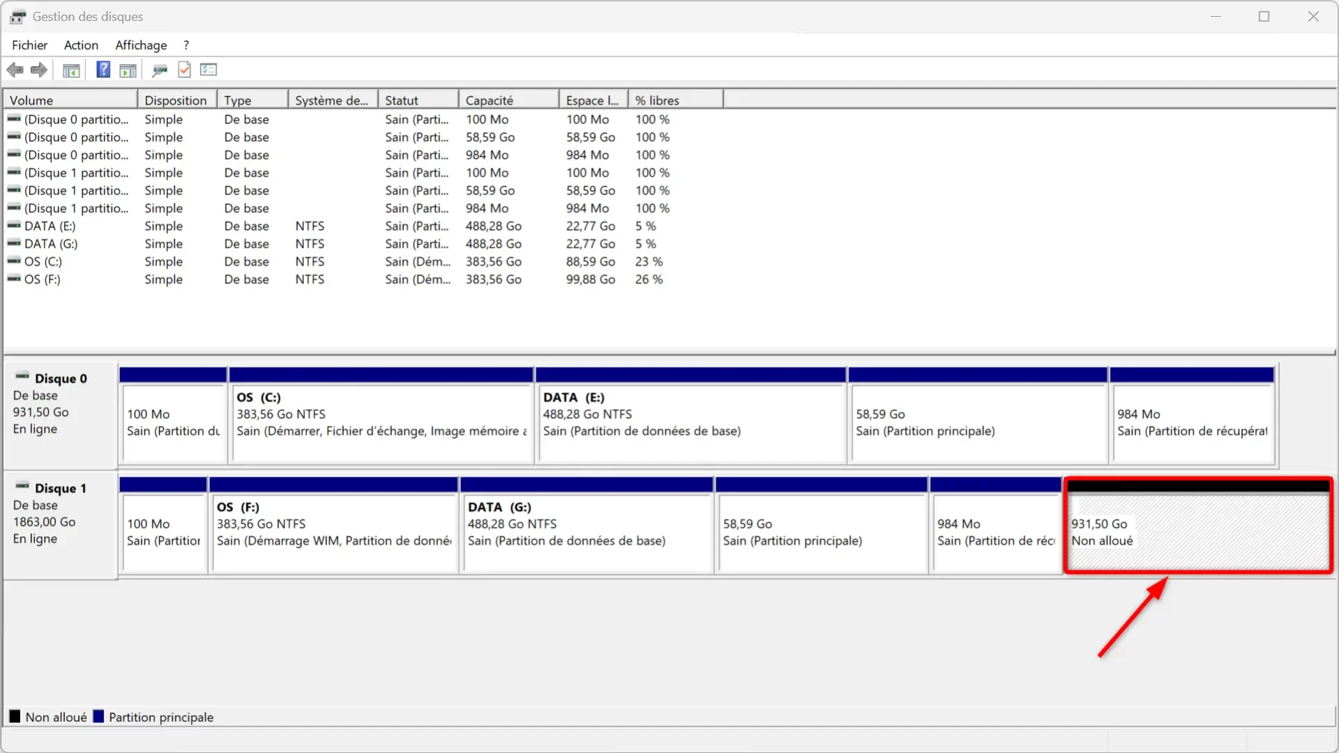 etendre partition apres clonage disque etape 1