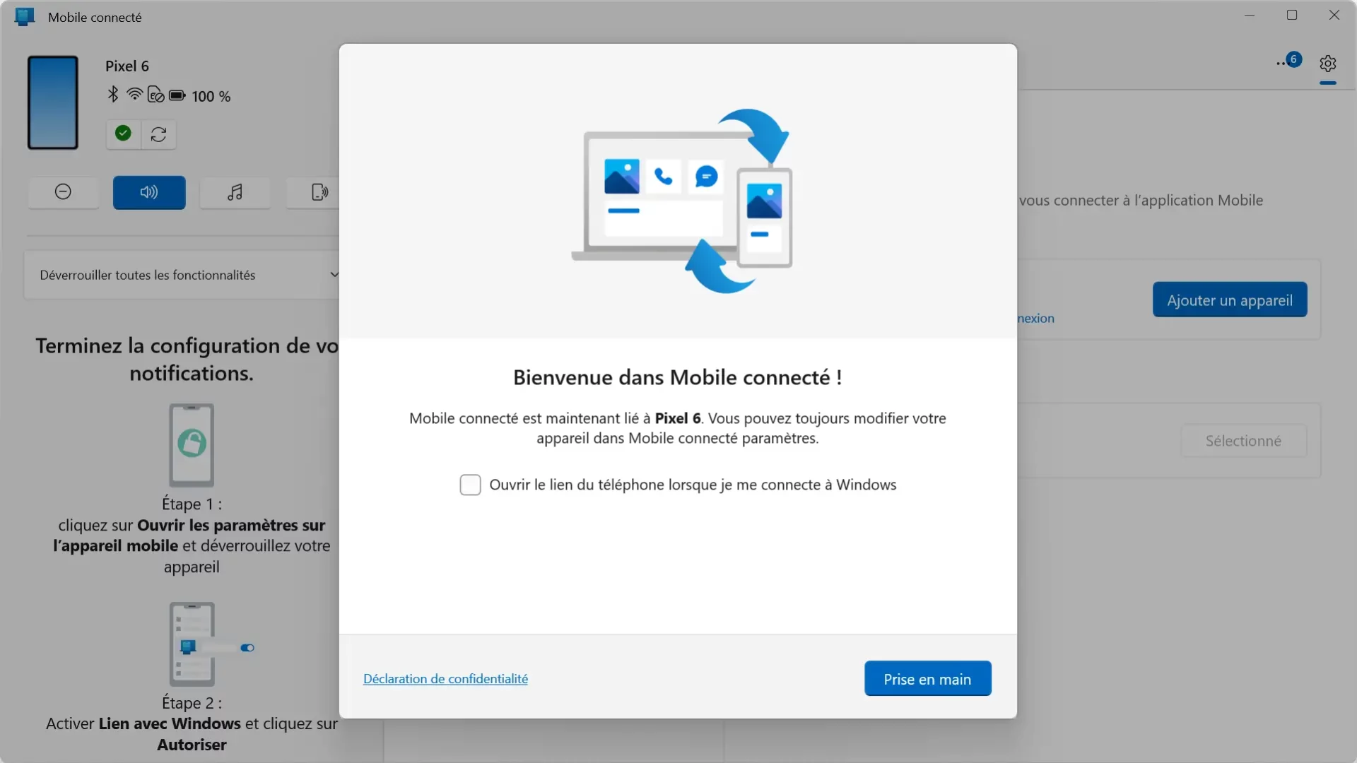 installation configuration mobile connecte etape 6