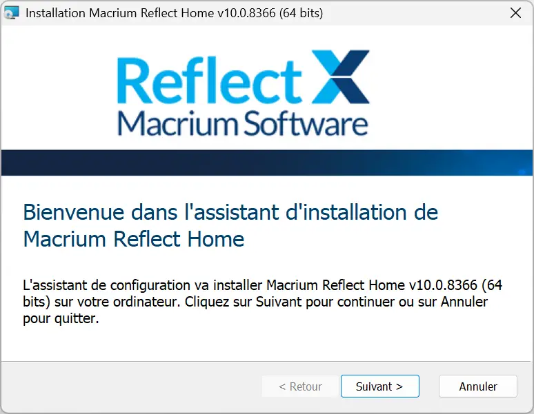 installation macrium reflect home