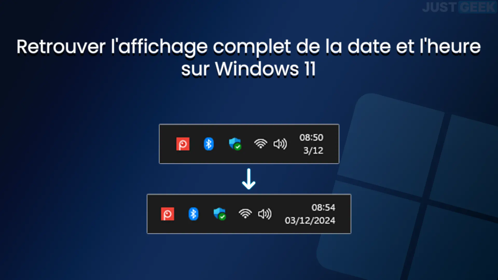 Modifier l'affichage de la date et de l'heure dans la barre des tâches de Windows 11