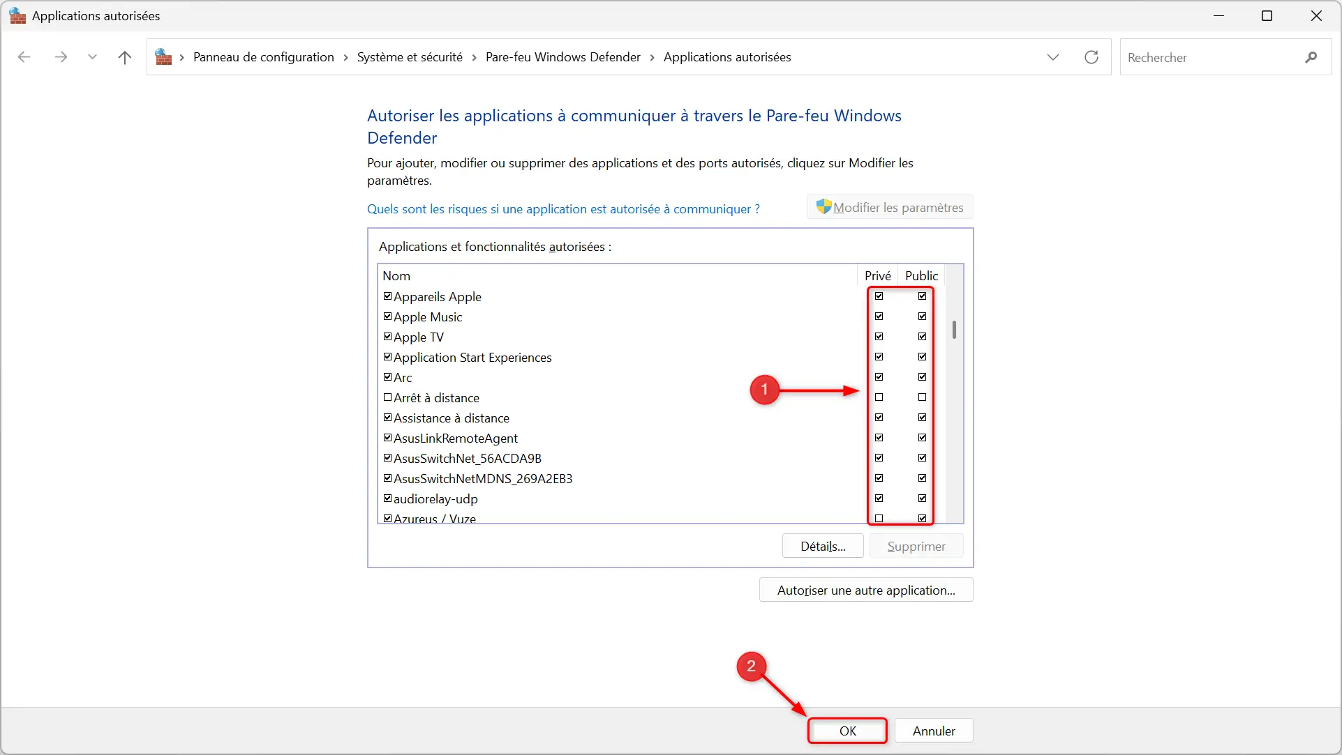 autoriser application pare feu windows defender