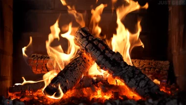 Feu de cheminée sur TV