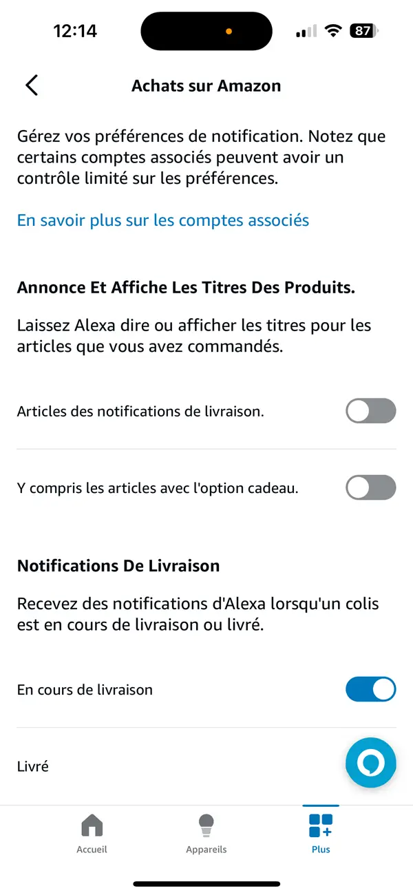 Désactiver les notifications d'achat sur les appareils Alexa