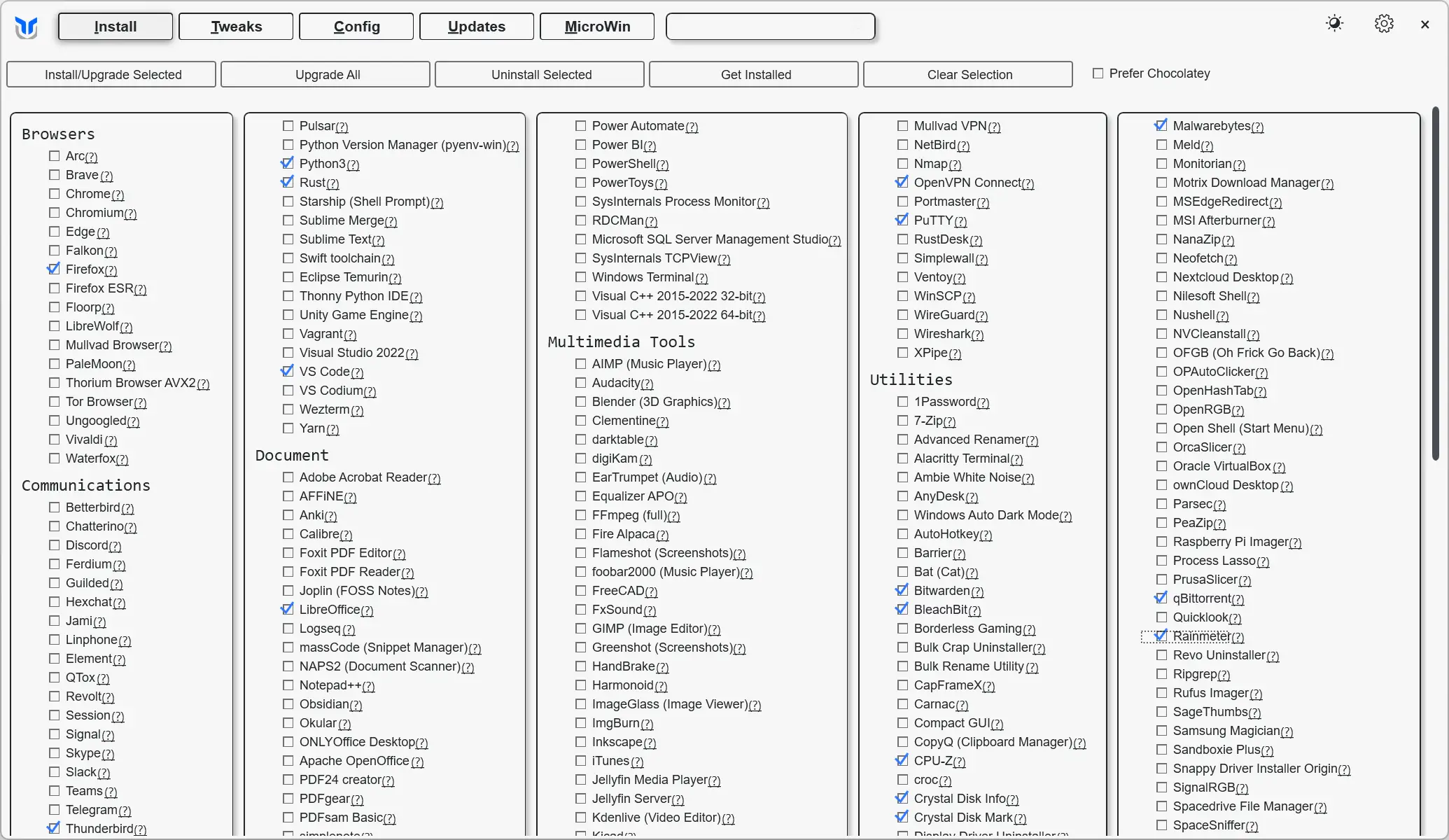 Installer plusieurs logiciels en même temps avec WinUtil