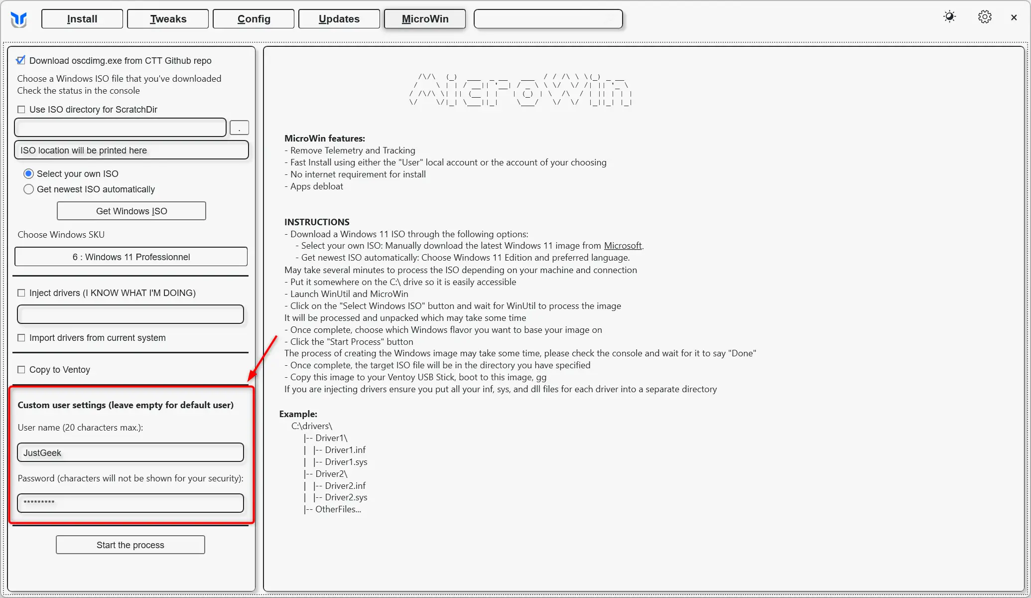 Configuration d'un compte utilisateur local avec nom et mot de passe dans MicroWin