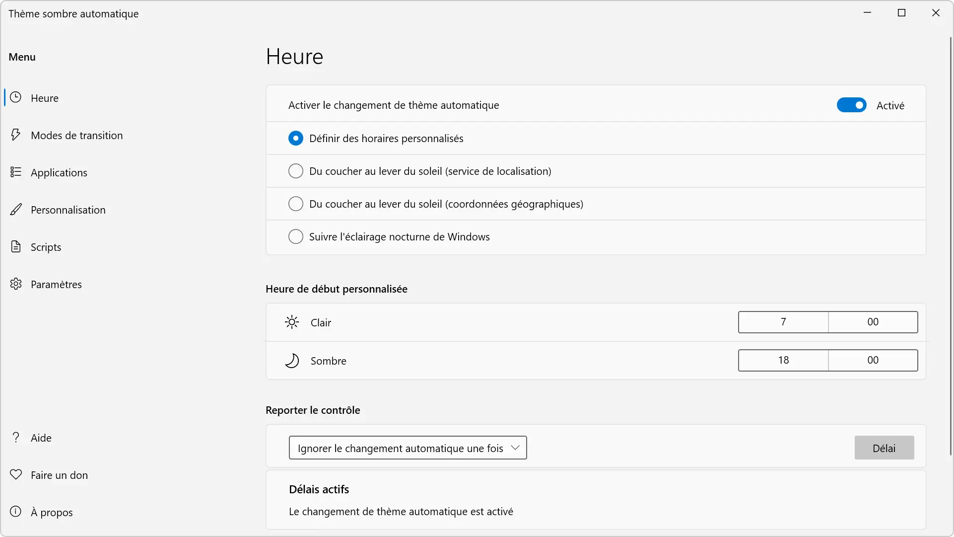 Basculer automatiquement entre les thèmes clair et sombre de Windows 11 et 10 avec Auto Dark Mode