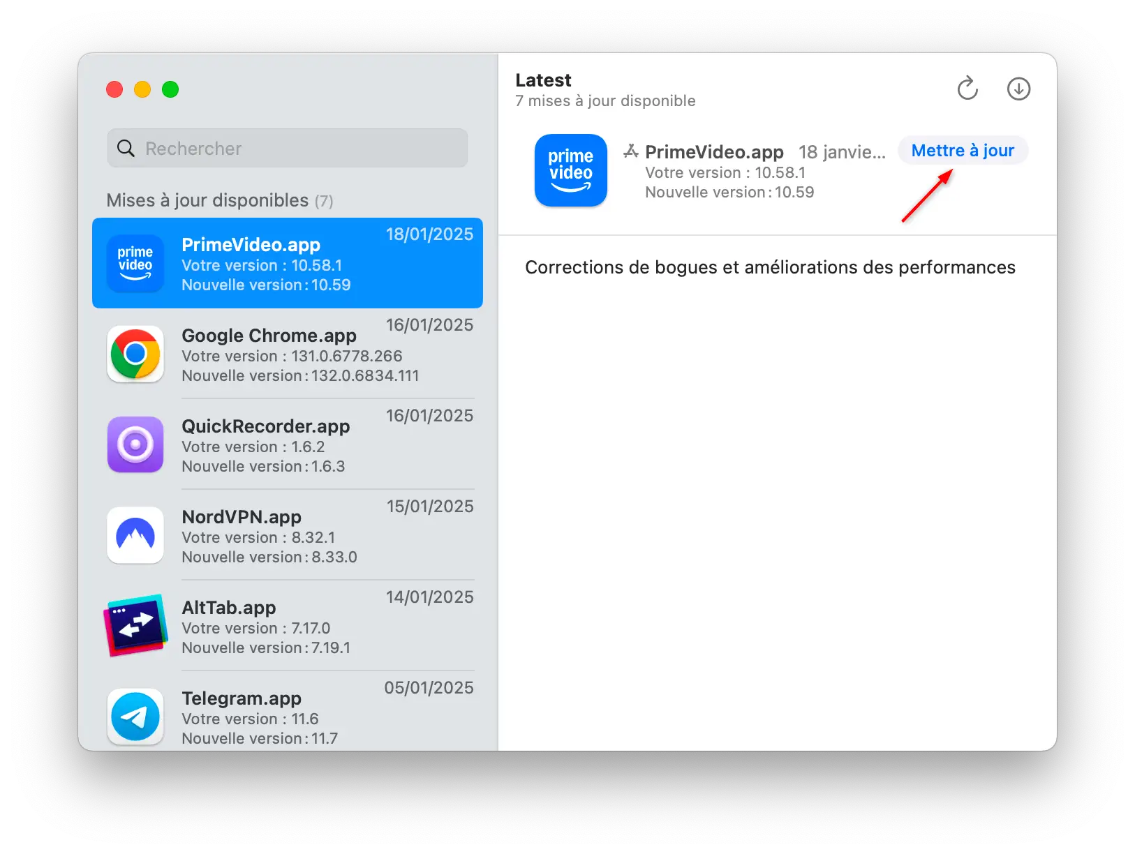 Mettre à jour individuellement les applications Mac avec Latest