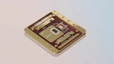 Illustration du processeur quantique Microsoft Majorana 1, basé sur des qubits topologiques.